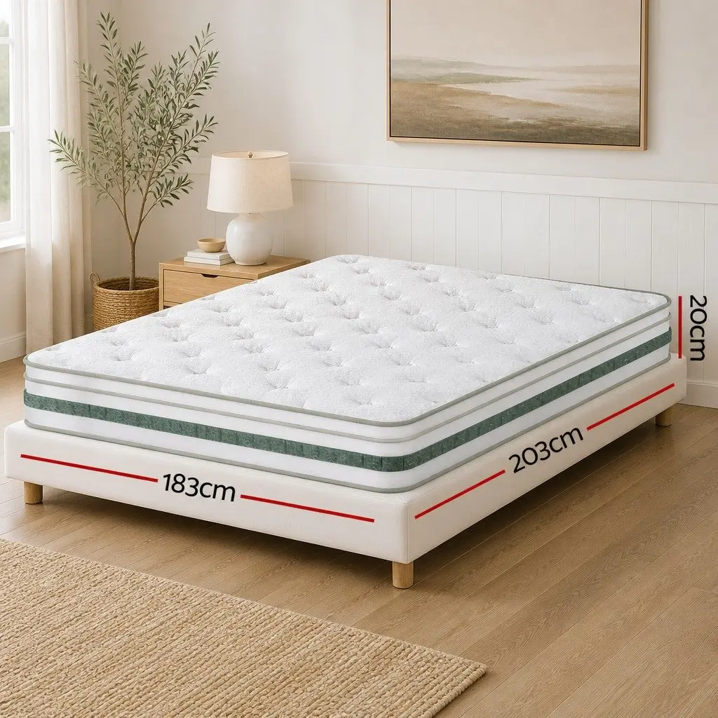 King Size Mattress 20cm Green Tea Foam Euro Top Medium Firm Pocket Spring