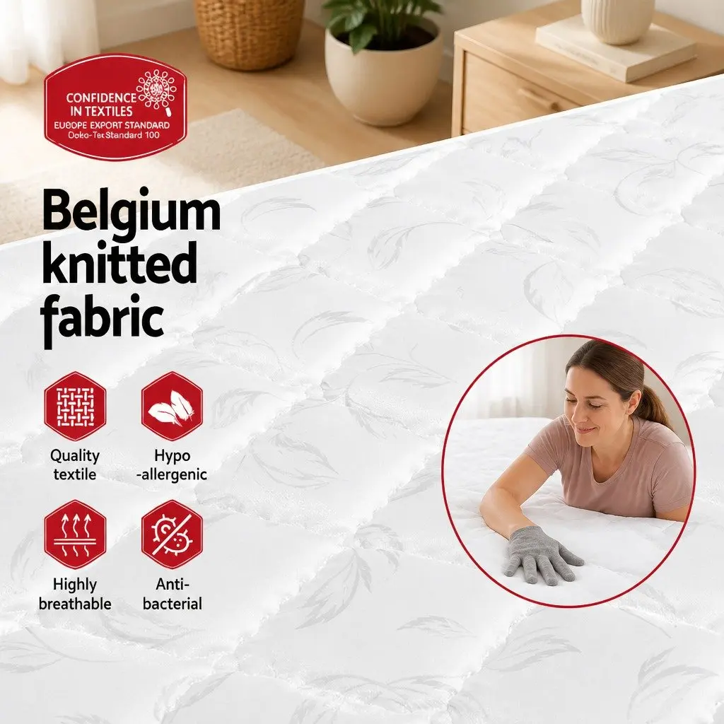 King Single Mattress 16cm Bonnell Spring Tight Top Medium Firm Quilted White