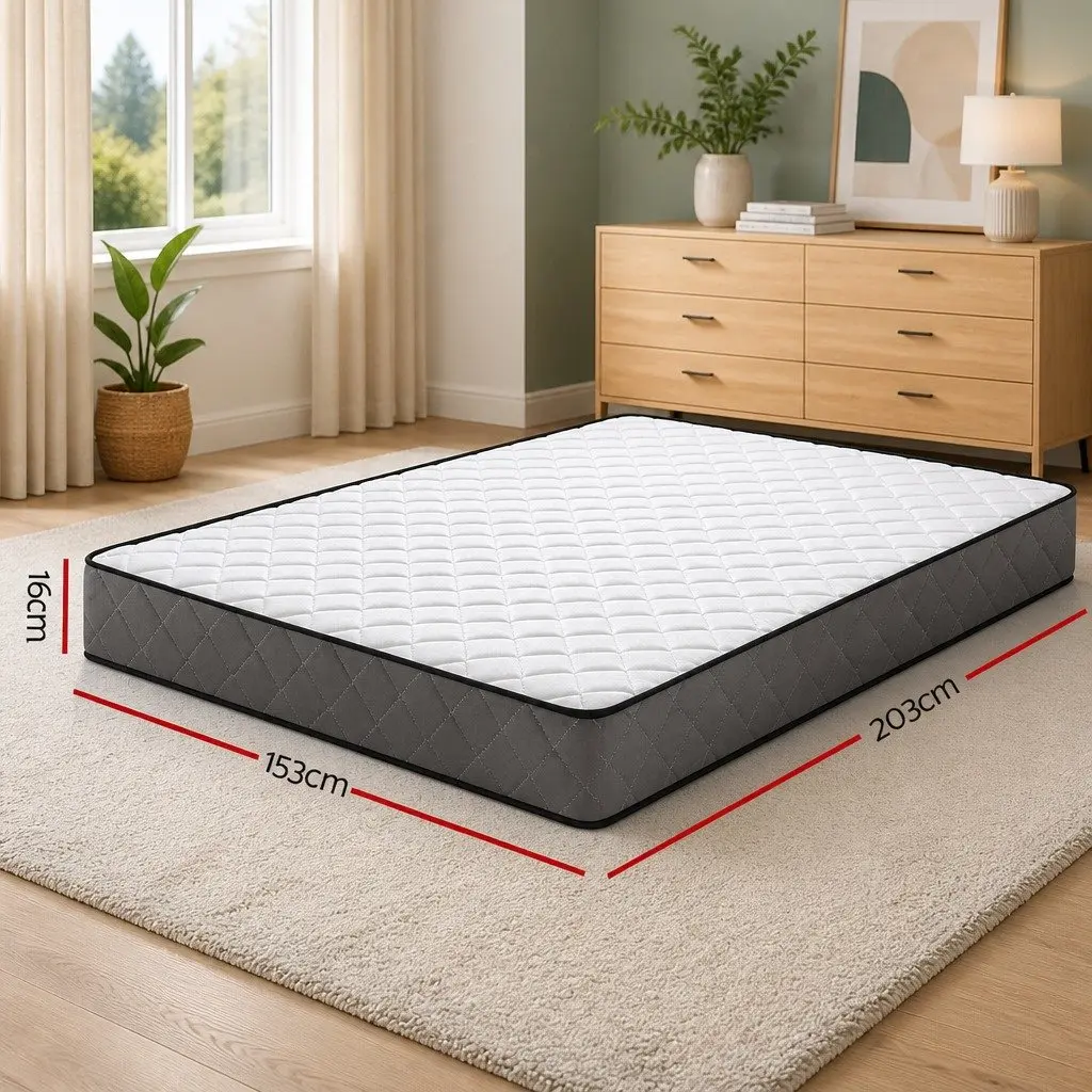 Queen Mattress Bonnell Spring Medium-Firm 16cm White Tight Top