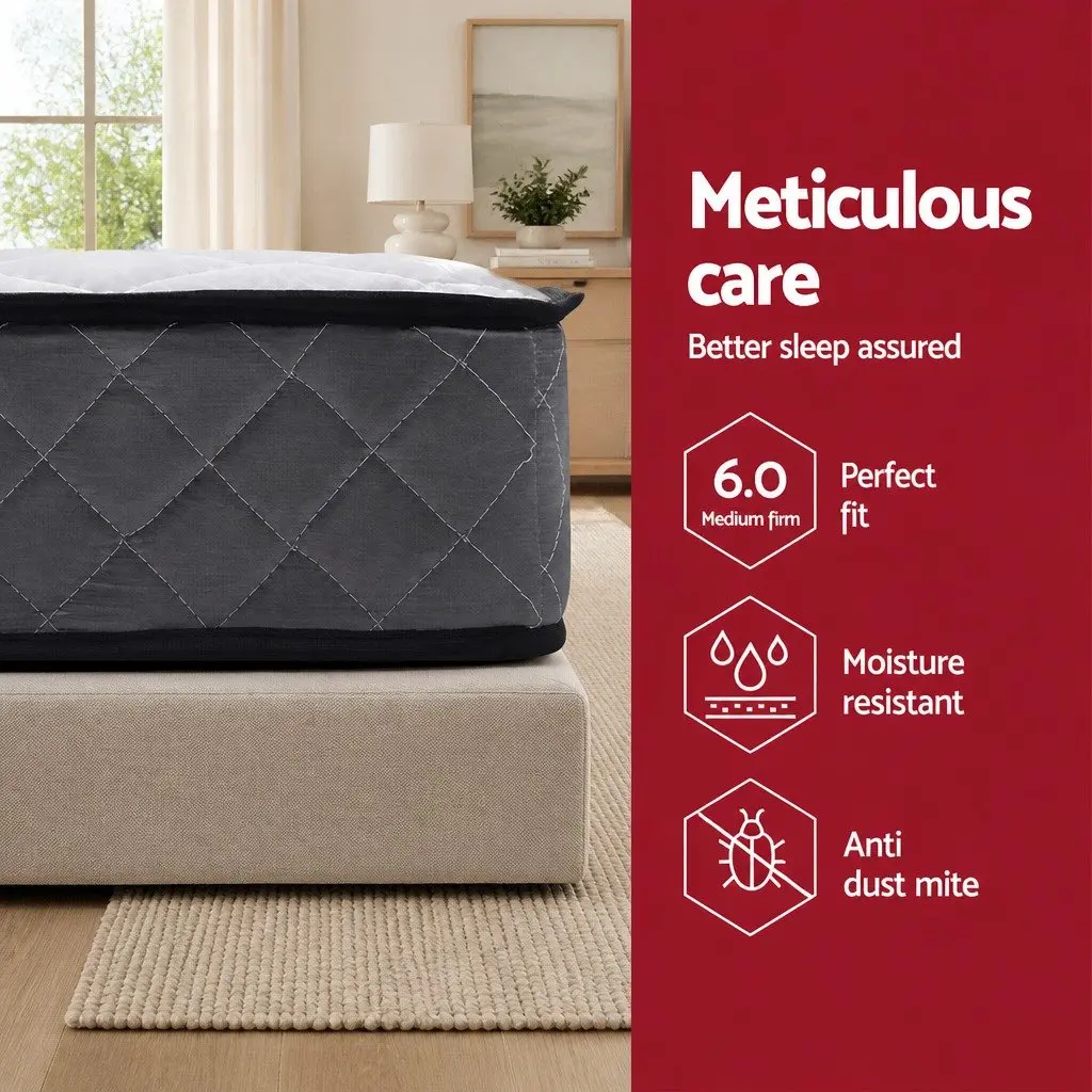 Queen Mattress Bonnell Spring Medium-Firm 16cm White Tight Top