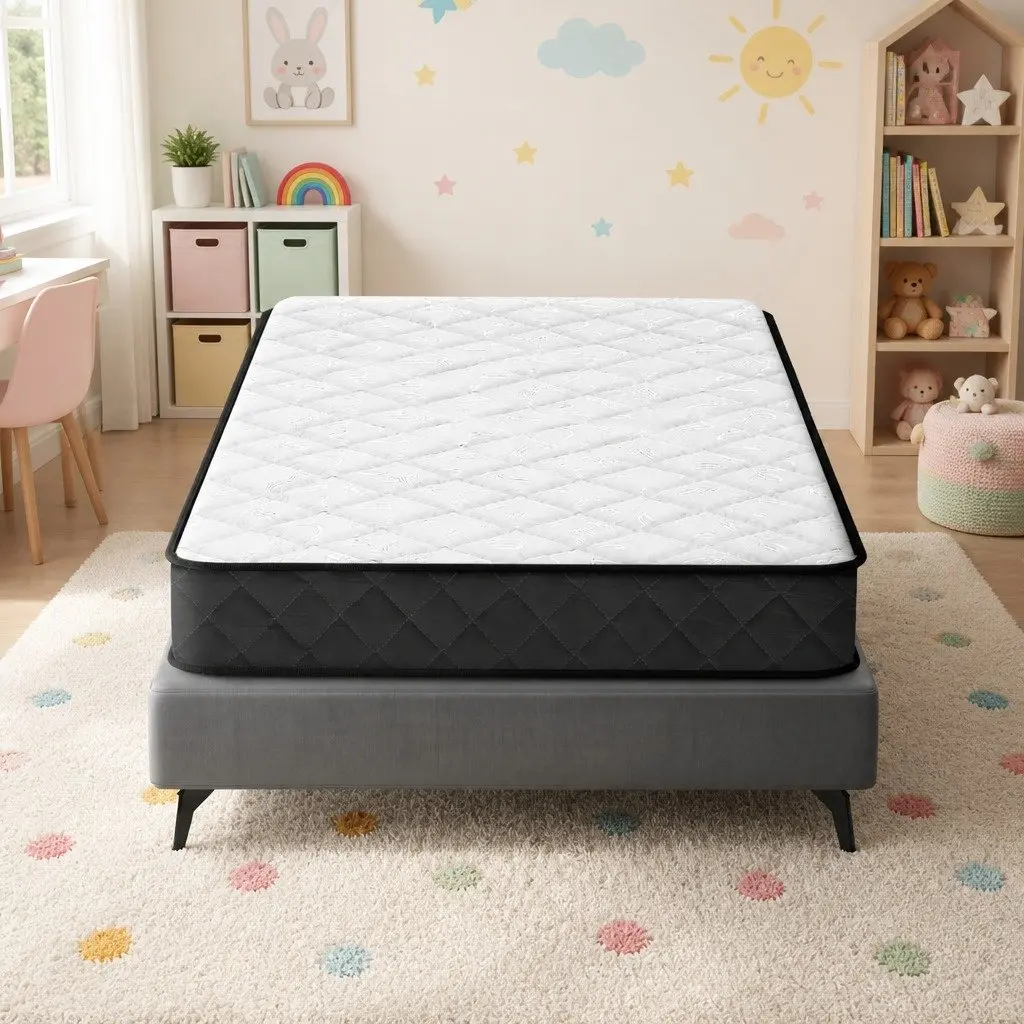 Single Mattress Bonnell Spring 16cm Medium Firm Support White Soft Quilted Top