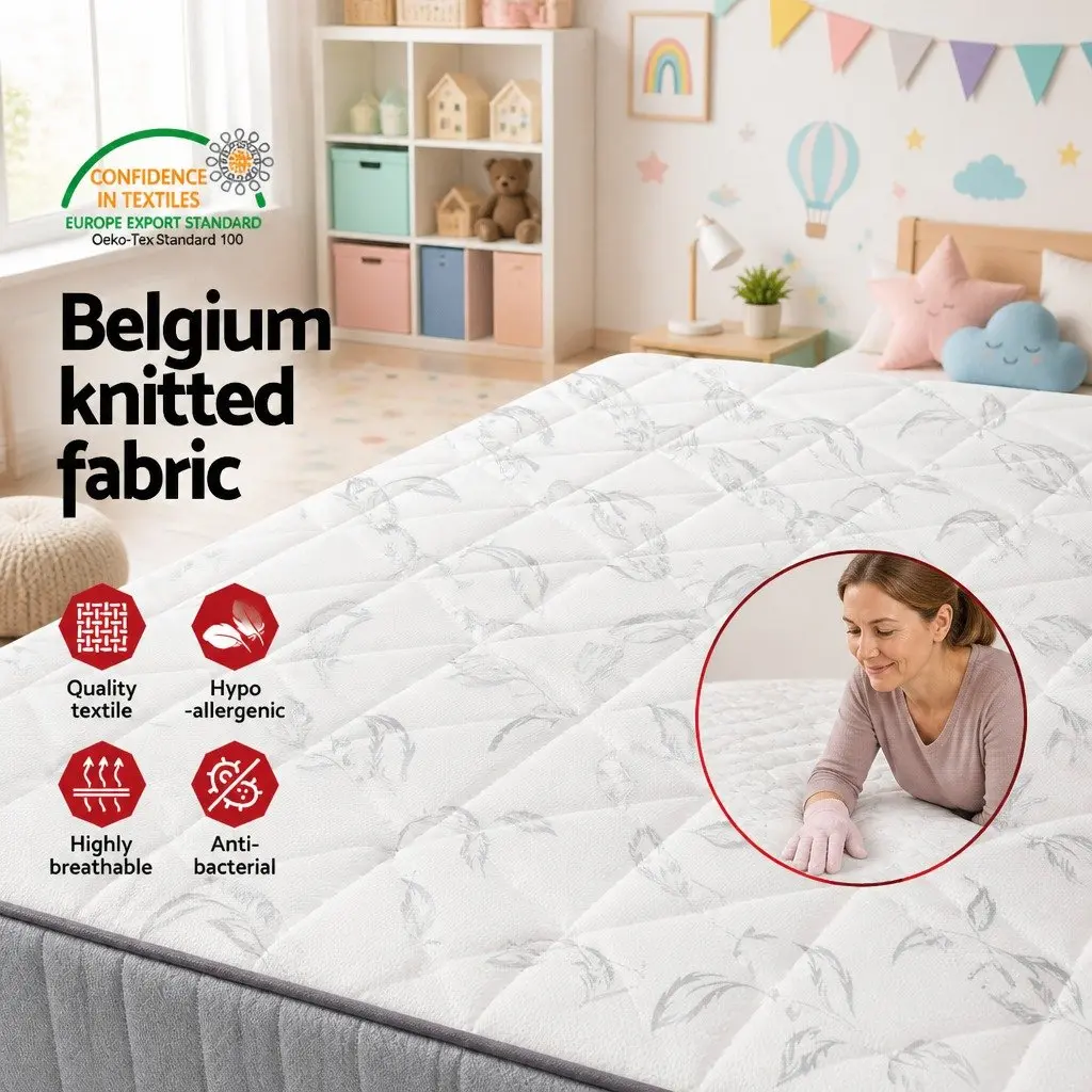 Single Mattress Bonnell Spring 16cm Medium Firm Support White Soft Quilted Top
