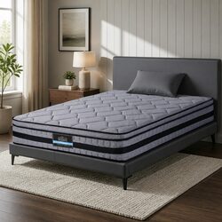 King Single Mattress 34cm Hybrid Pocket Spring Bed Euro Top Medium Firm Support