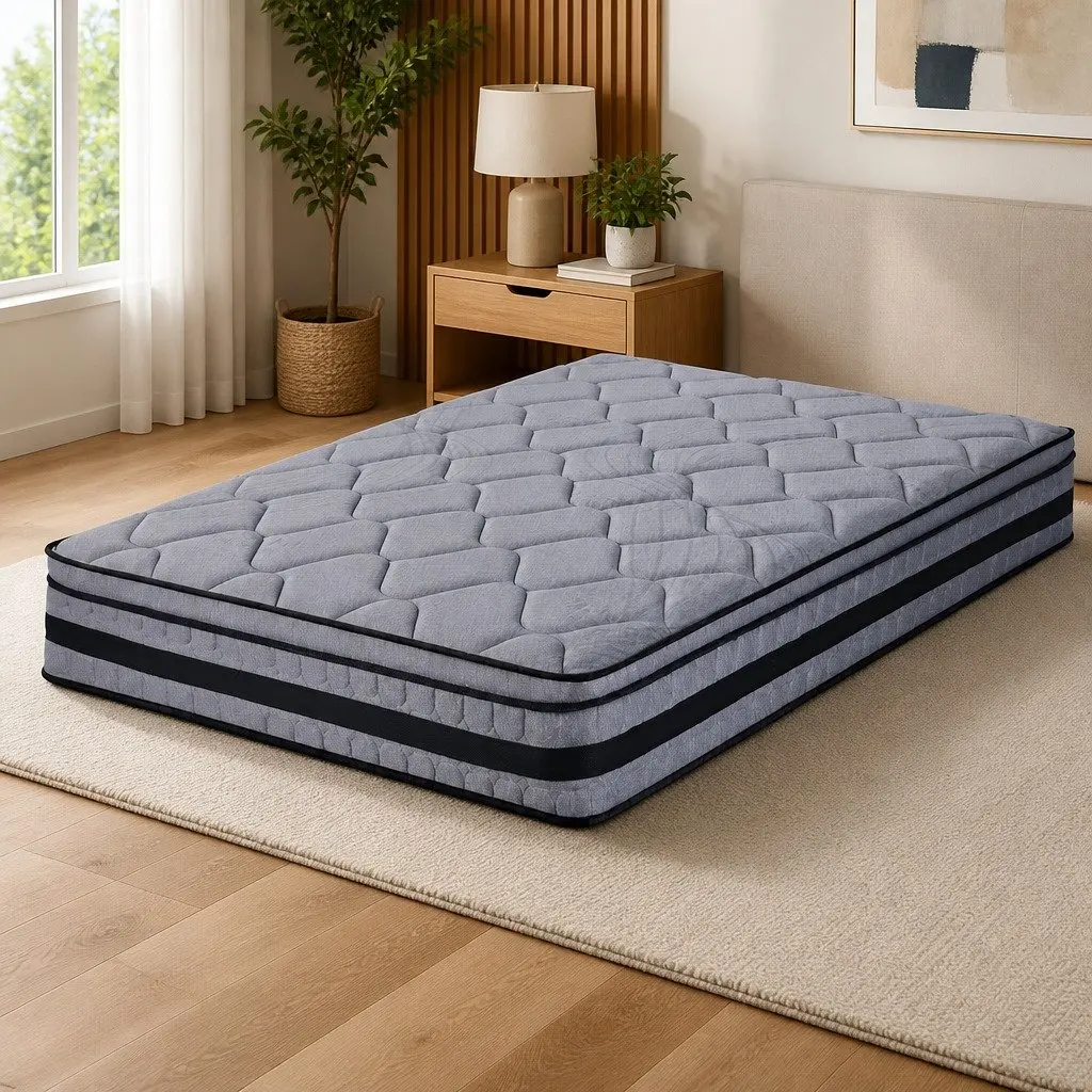 Double Mattress Medium-Firm Support 34cm Euro Top Hybrid Pocket Spring Black