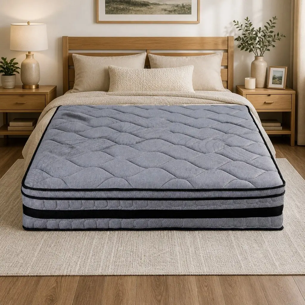 Double Mattress Medium-Firm Support 34cm Euro Top Hybrid Pocket Spring Black
