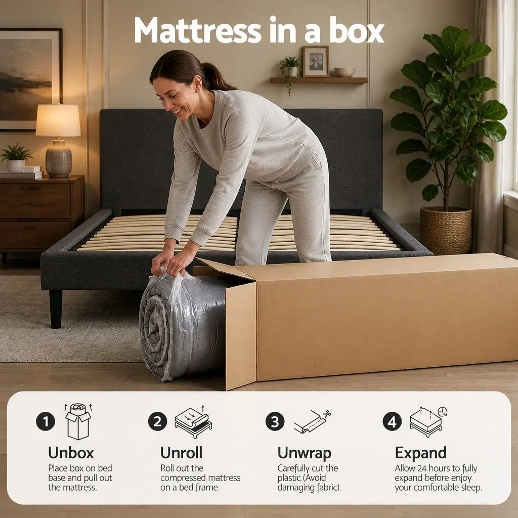 Double Mattress Medium-Firm Support 34cm Euro Top Hybrid Pocket Spring Black