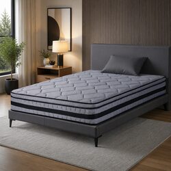 Single Mattress 34cm Hybrid Pocket Spring Bed Euro Top Medium Firm Support