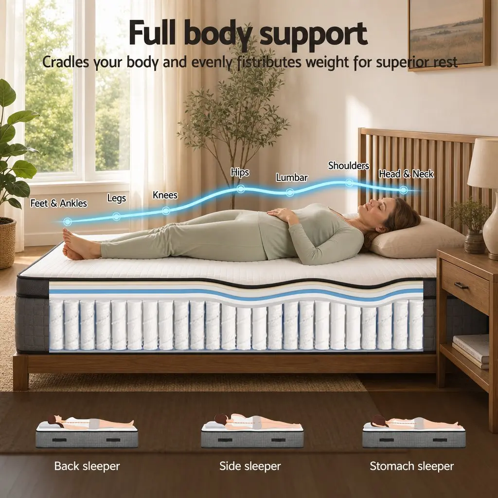 King Size Mattress Cooling Gel 37cm Dual-Zone Flippable Adjustable Firmness Grey and White