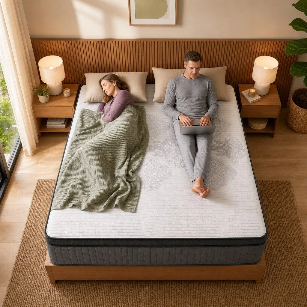 King Size Mattress Cooling Gel 37cm Dual-Zone Flippable Adjustable Firmness Grey and White