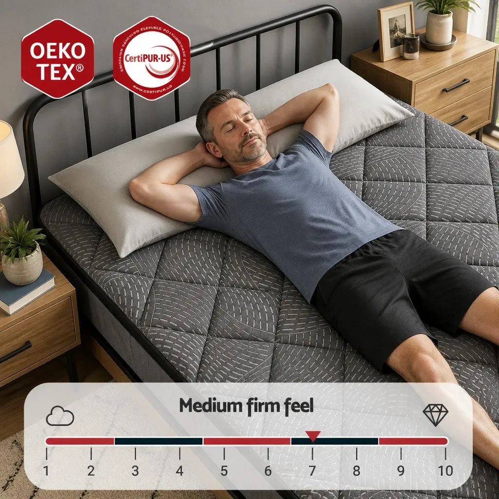Queen Mattress Pocket Spring Latex 25cm Euro Top Medium Firm Black