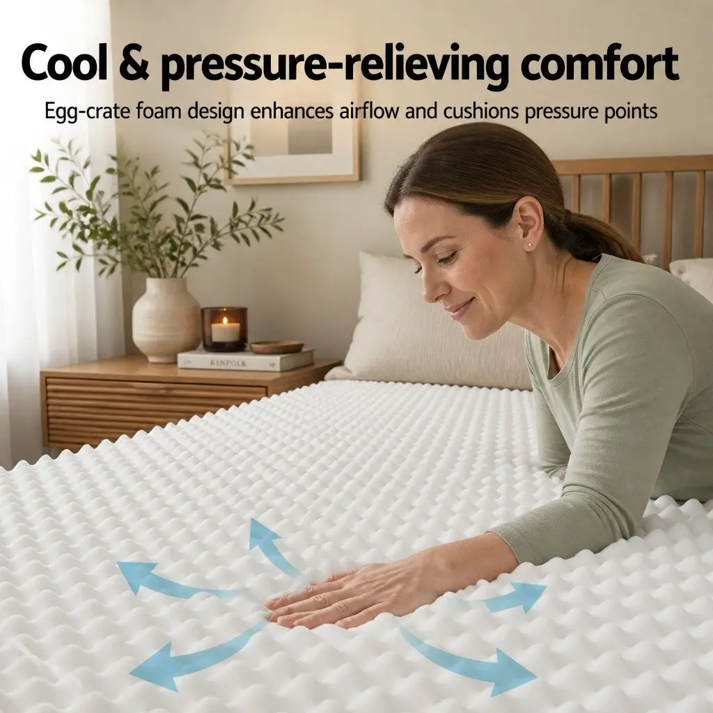 King Single Mattress 20cm Egg-Crate Foam Pocket Spring Tight Top Medium-Firm