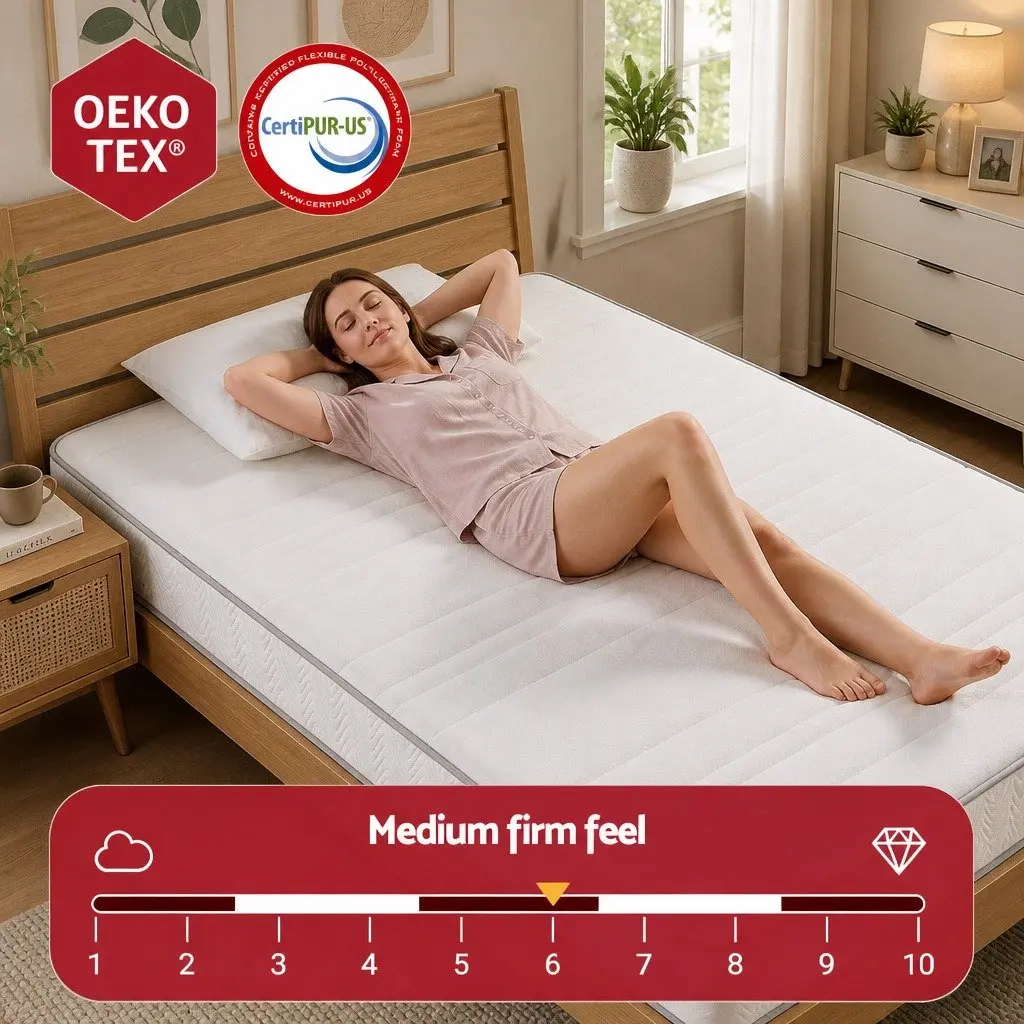 King Single Mattress 20cm Egg-Crate Foam Pocket Spring Tight Top Medium-Firm