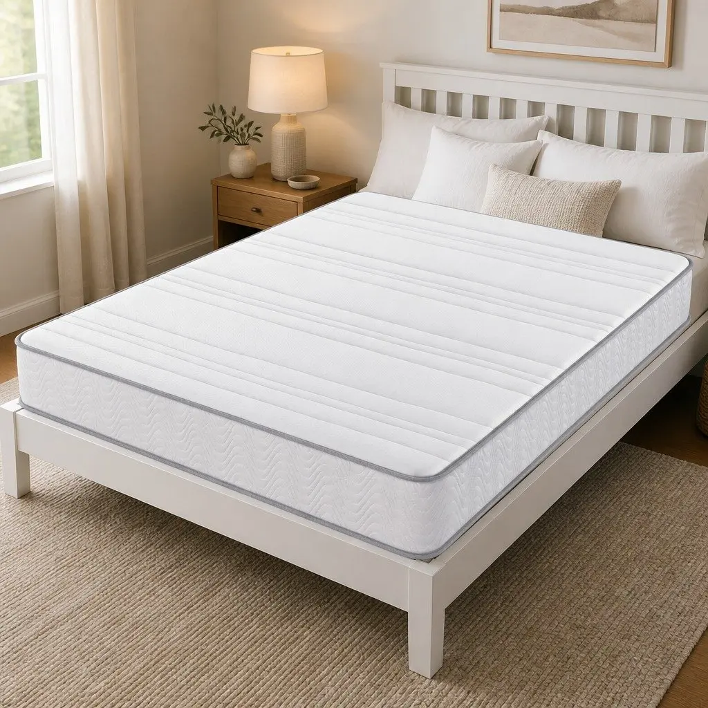 Queen Mattress 20cm White High-Density Egg-Crate Foam Independent Pocket Spring Tight Top Reinforced Edge Medium-Firm
