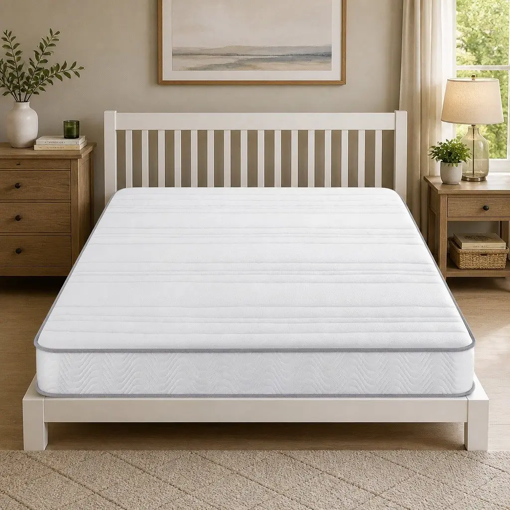 Queen Mattress 20cm White High-Density Egg-Crate Foam Independent Pocket Spring Tight Top Reinforced Edge Medium-Firm