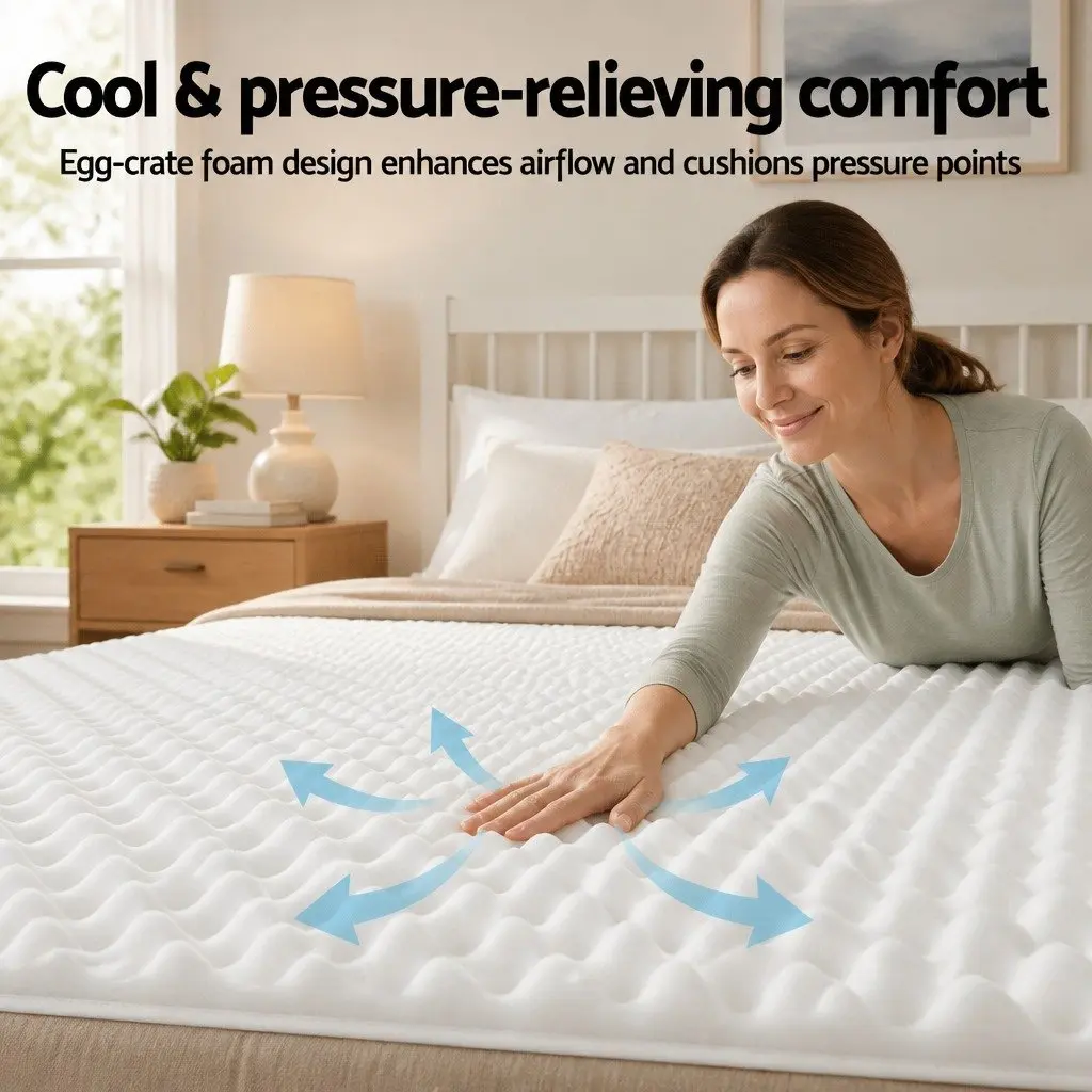 Queen Mattress 20cm White High-Density Egg-Crate Foam Independent Pocket Spring Tight Top Reinforced Edge Medium-Firm