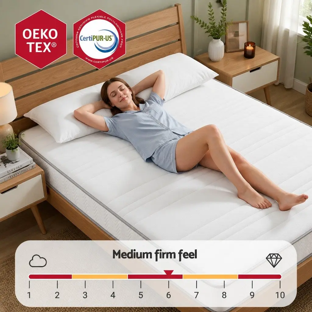 Queen Mattress 20cm White High-Density Egg-Crate Foam Independent Pocket Spring Tight Top Reinforced Edge Medium-Firm