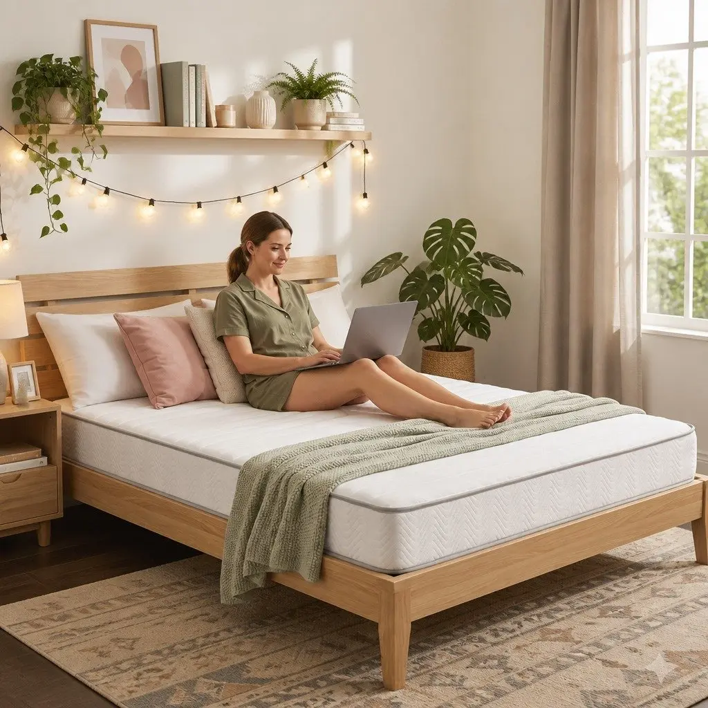 Queen Mattress 20cm White High-Density Egg-Crate Foam Independent Pocket Spring Tight Top Reinforced Edge Medium-Firm