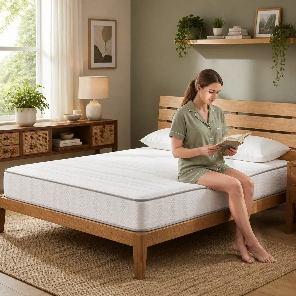 Queen Mattress 20cm White High-Density Egg-Crate Foam Independent Pocket Spring Tight Top Reinforced Edge Medium-Firm