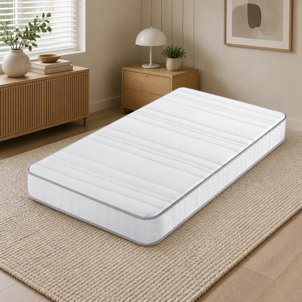 Single Mattress Medium Firm Pocket Spring 90cm x 190cm 20cm Egg-Crate Foam White Tight Top