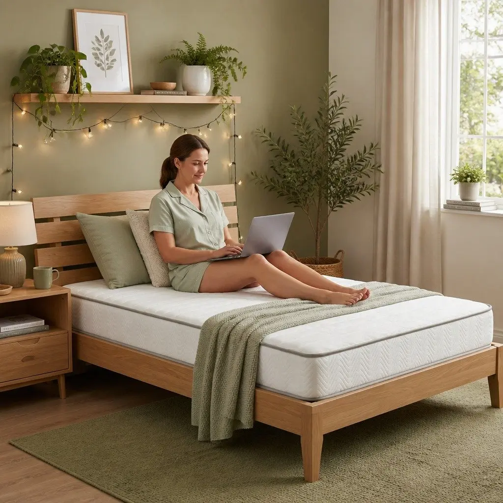 Single Mattress Medium Firm Pocket Spring 90cm x 190cm 20cm Egg-Crate Foam White Tight Top