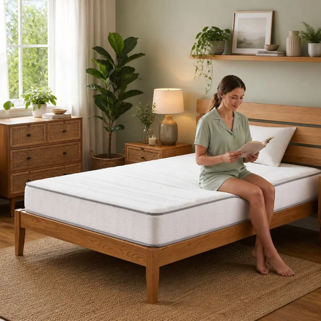 Single Mattress Medium Firm Pocket Spring 90cm x 190cm 20cm Egg-Crate Foam White Tight Top