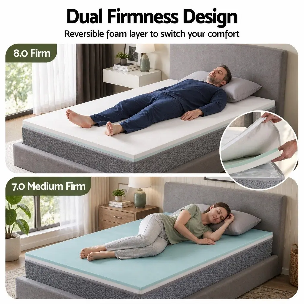 King Single Mattress 23cm Pocket Spring Reversible Foam Medium Firm Firm