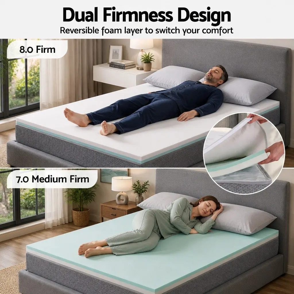 Double Mattress Pocket Spring 23cm Reversible Foam Medium Firmness White or Grey