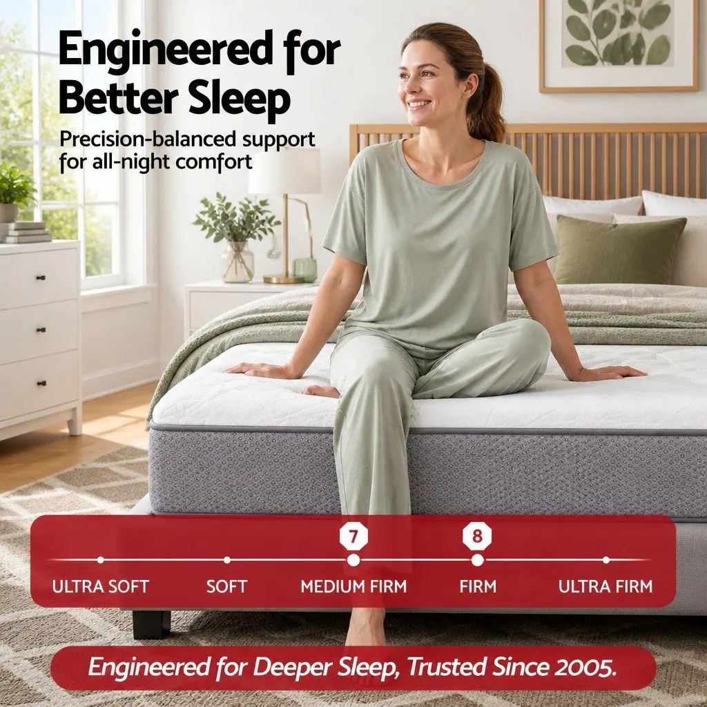 King Size Mattress 23cm Dual Firmness Reversible Foam Pocket Spring White Grey