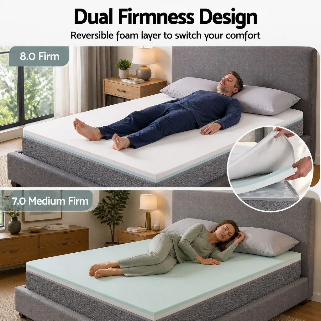 King Size Mattress 23cm Dual Firmness Reversible Foam Pocket Spring White Grey