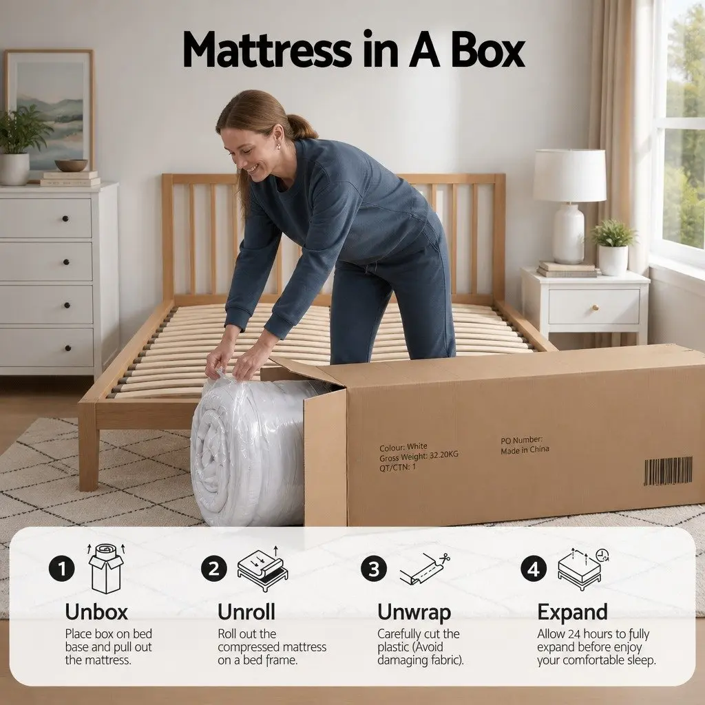 King Size Mattress 23cm Dual Firmness Reversible Foam Pocket Spring White Grey