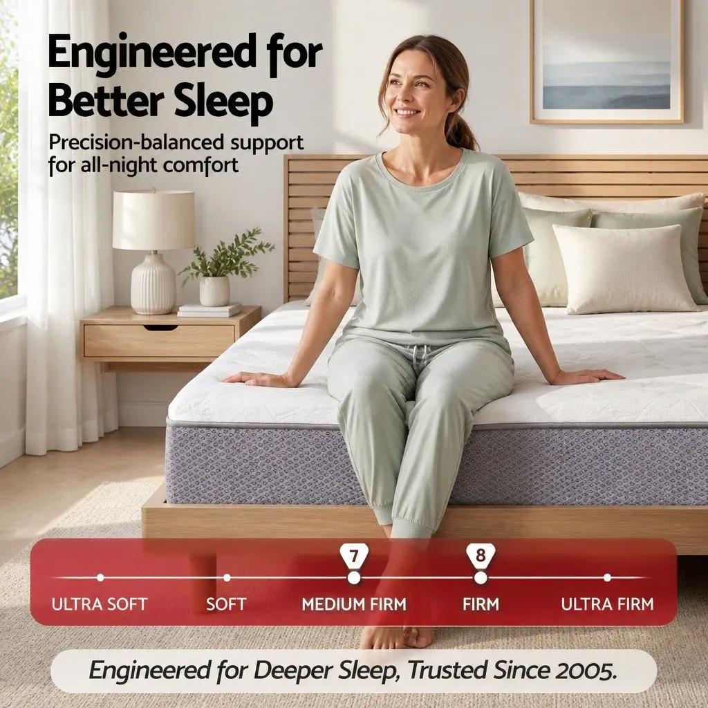 Single Mattress Pocket Spring 23cm Reversible Foam Medium Firm White and Grey