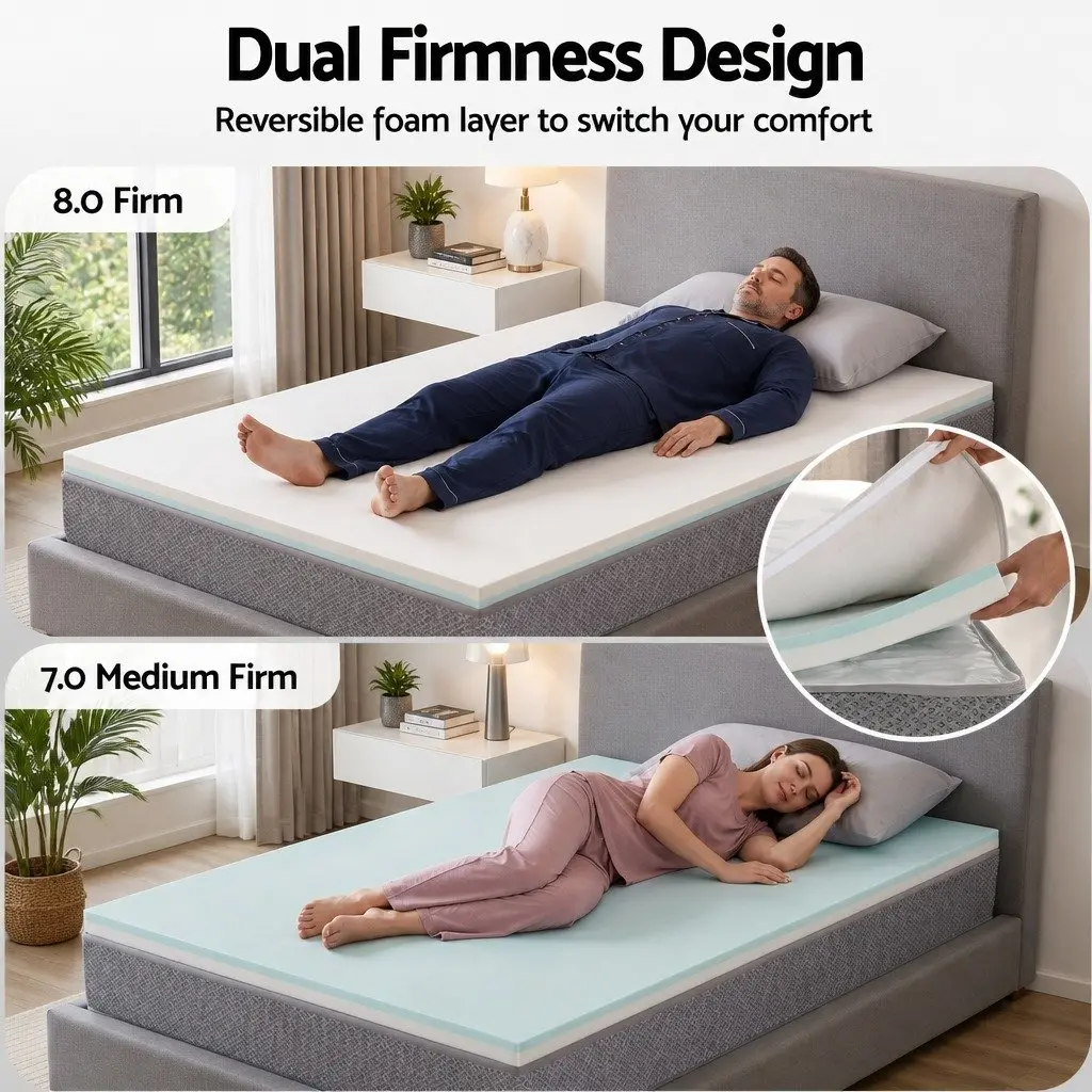 Single Mattress Pocket Spring 23cm Reversible Foam Medium Firm White and Grey