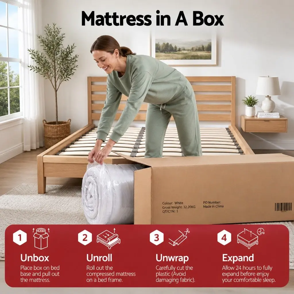 Single Mattress Pocket Spring 23cm Reversible Foam Medium Firm White and Grey