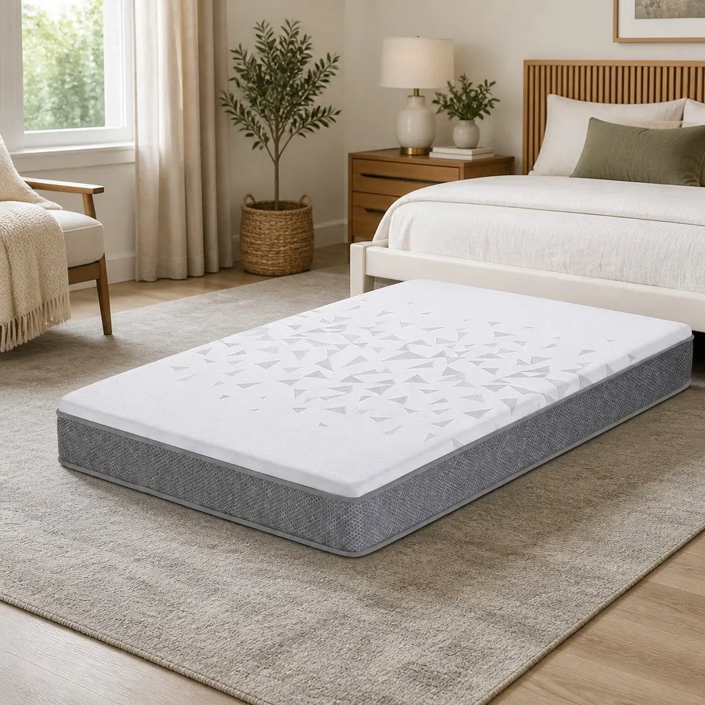 Single Mattress Pocket Spring 23cm Reversible Foam Medium Firm White and Grey
