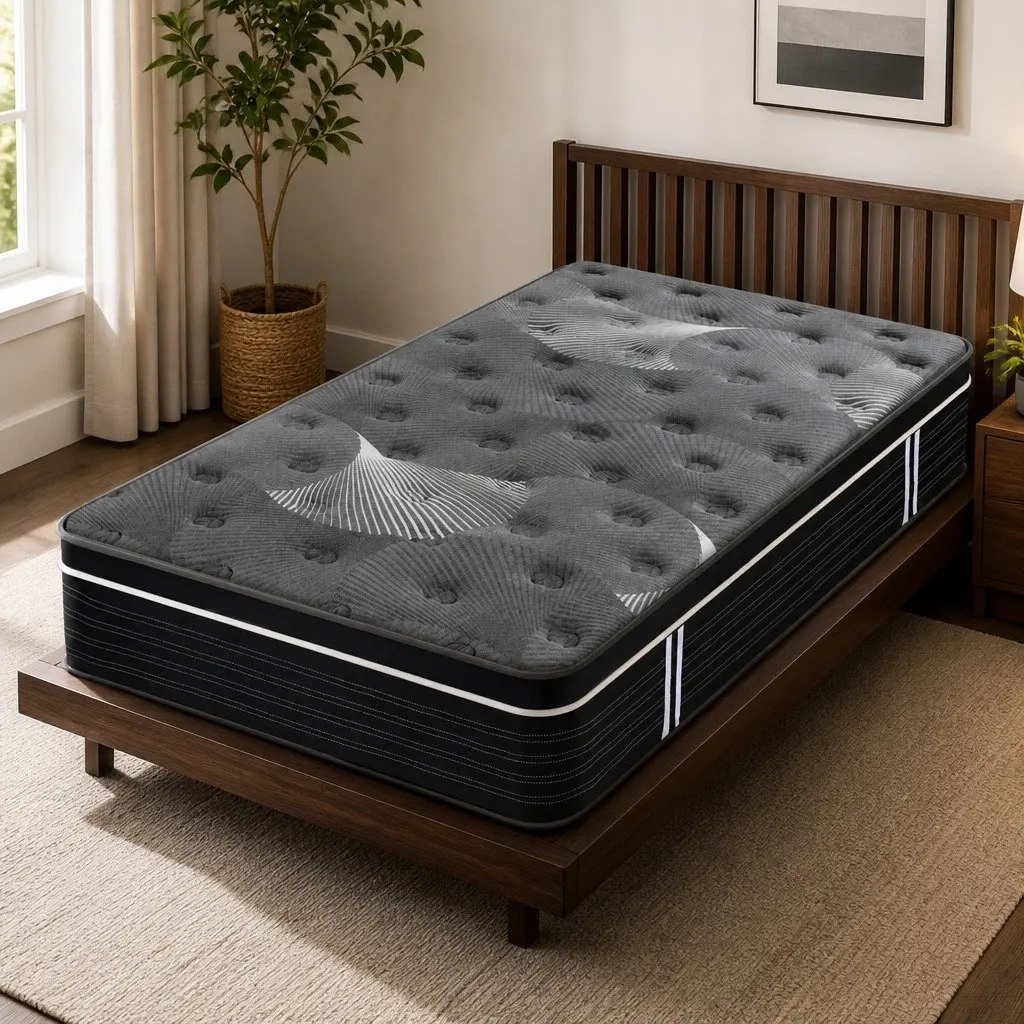 King Single Mattress Graphene Memory Foam 35cm Medium Firm Euro Top Black or Dark Grey