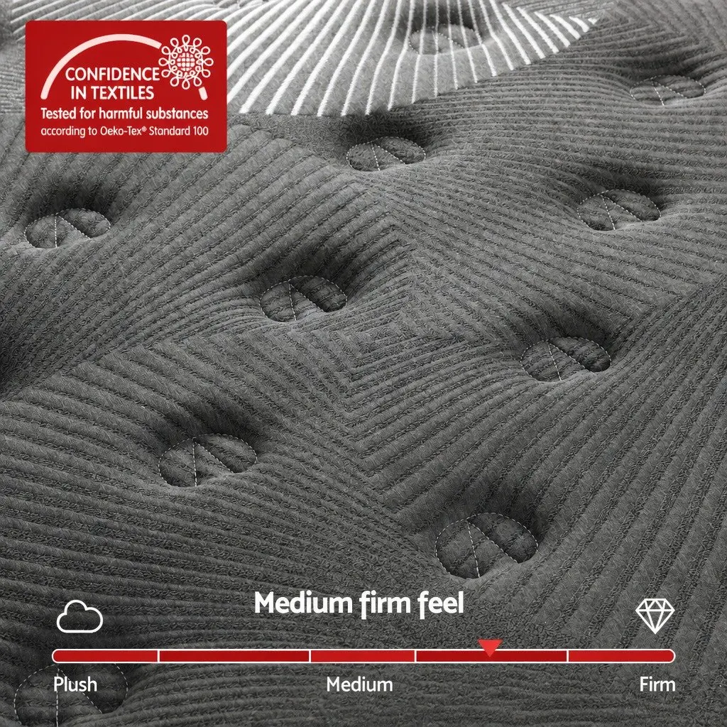 King Single Mattress Graphene Memory Foam 35cm Medium Firm Euro Top Black or Dark Grey
