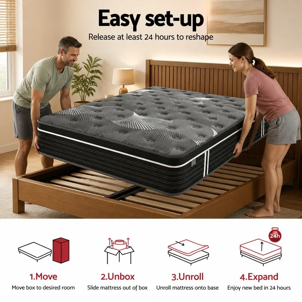 King Mattress 35cm Euro Top Medium Firm Pocket Spring Memory Foam Sleep Bed