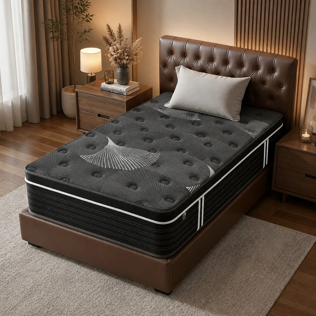 Single Mattress 35cm Euro Top Medium Firm Graphene Memory Foam Pocket Spring