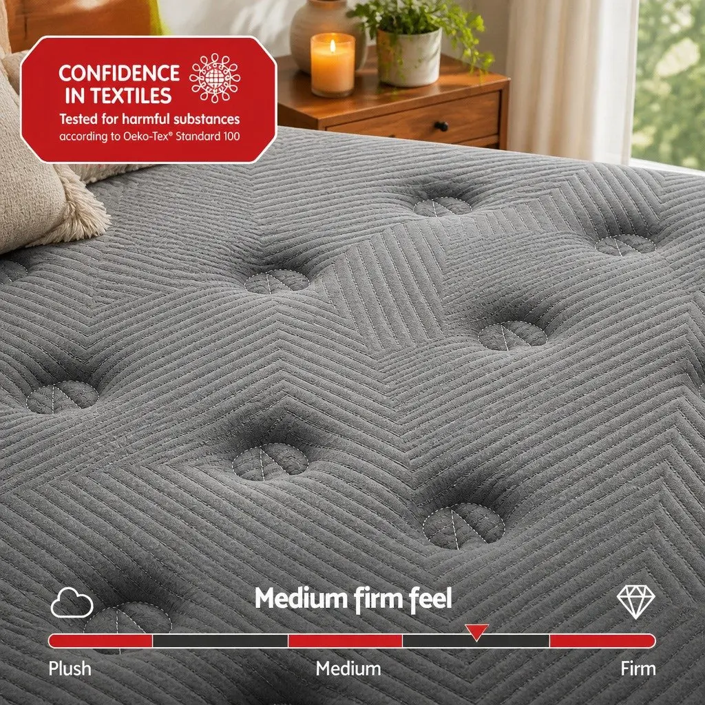 Single Mattress 35cm Euro Top Medium Firm Graphene Memory Foam Pocket Spring