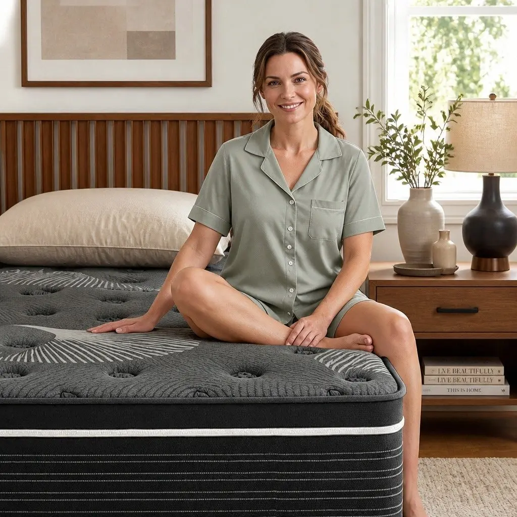 Single Mattress 35cm Euro Top Medium Firm Graphene Memory Foam Pocket Spring