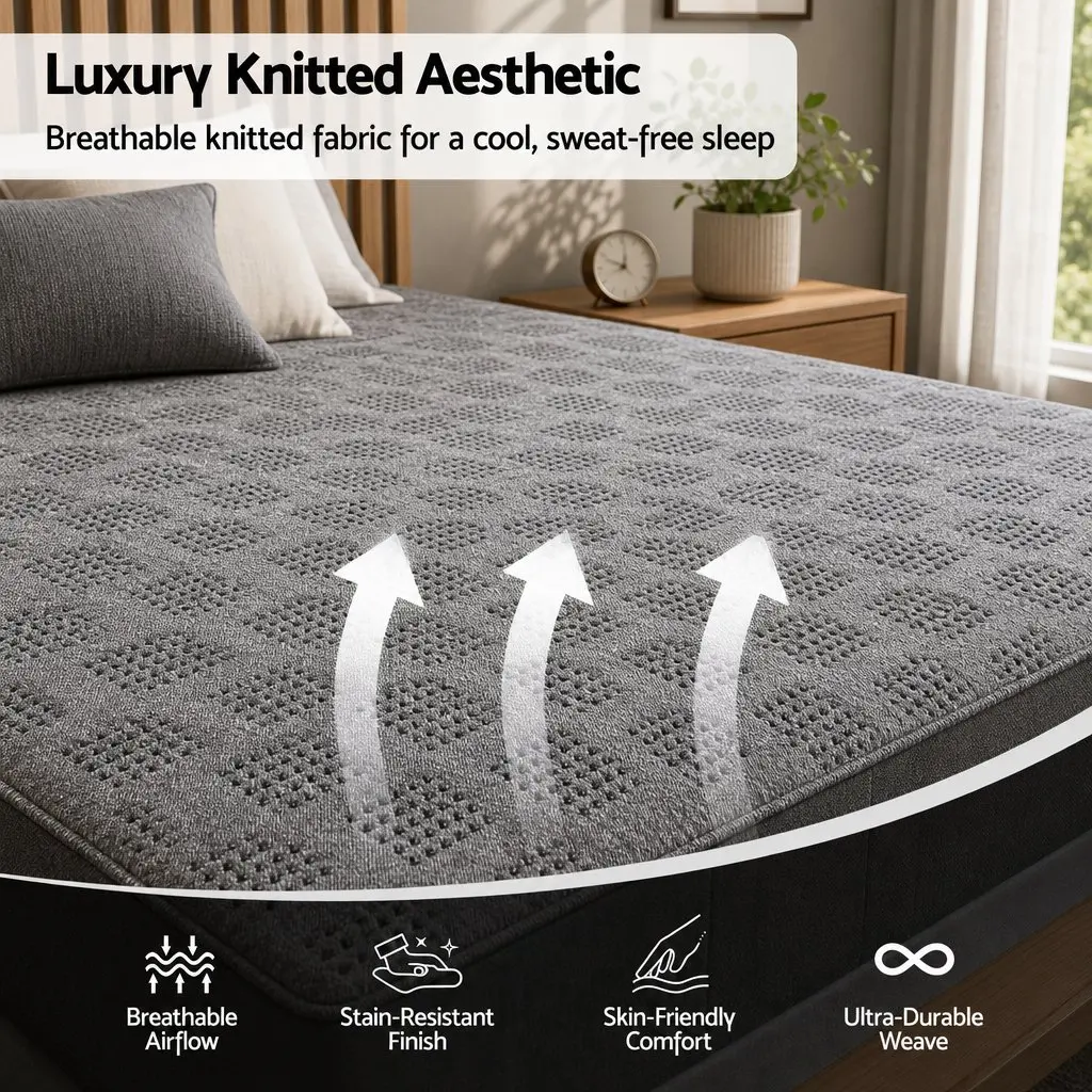 King Single Mattress Grey Breathable 26cm Firm Pocket Spring Dual Edge Support
