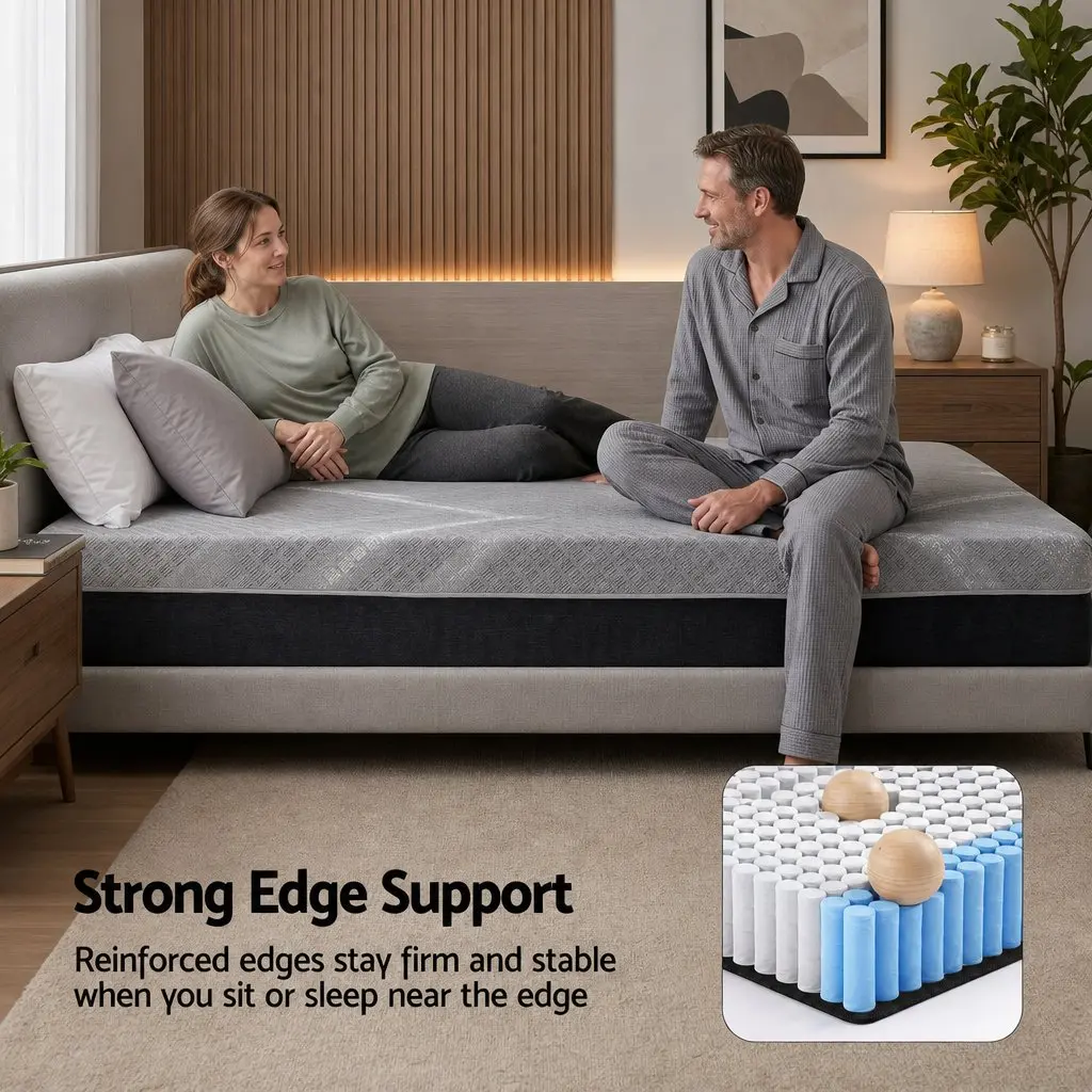 King Size Mattress Firm Pocket Spring 26cm Dark Grey