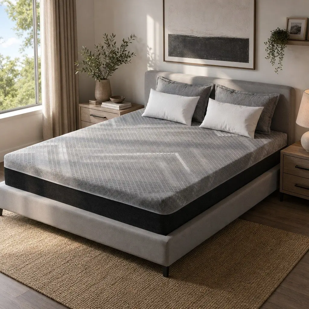 Queen Mattress Firm Dark Grey Breathable Pocket Spring 26cm Dual Edge Support