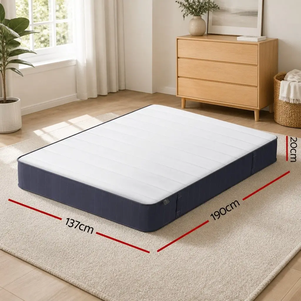 Double Mattress Firm Support 20cm Pocket Spring Tight Top Grey White