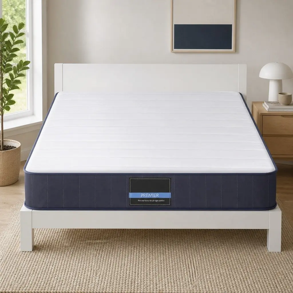 King Size Mattress 20cm Pocket Spring Firm Support Breathable Knitted Fabric White Grey