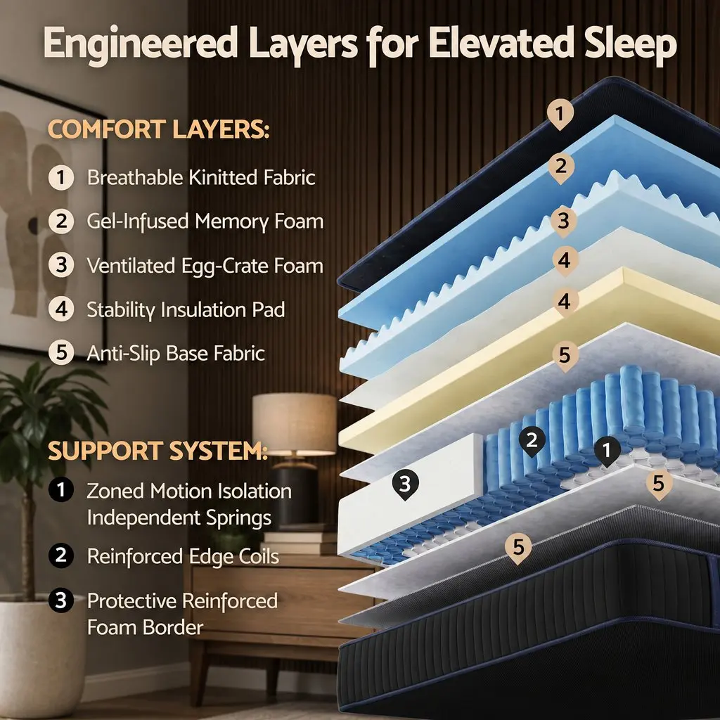 Queen Hybrid Mattress 34cm Cooling Gel Memory Foam Pocket Spring Support Medium