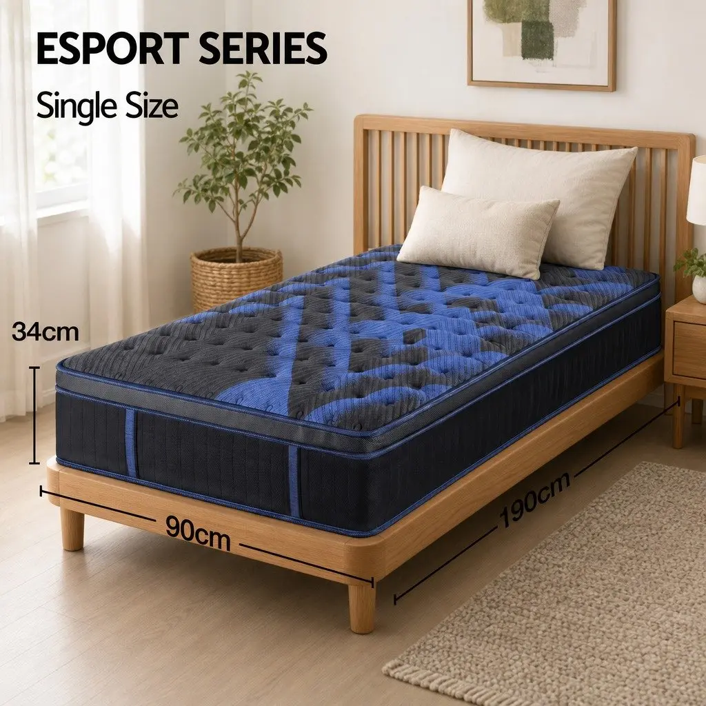 Single Hybrid Mattress 34cm Cooling Gel Memory Foam Pocket Spring Medium Firm