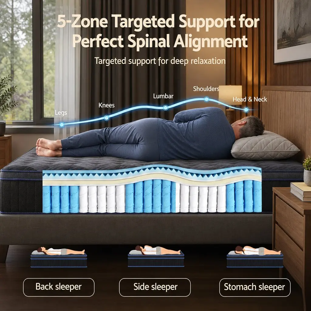 Single Hybrid Mattress 34cm Cooling Gel Memory Foam Pocket Spring Medium Firm