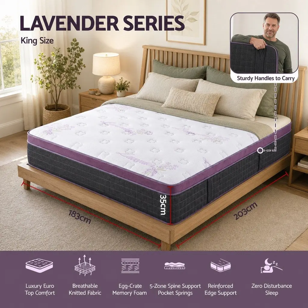 King Size Mattress Euro Top Firm Pocket Spring Edge Support 35cm Thick