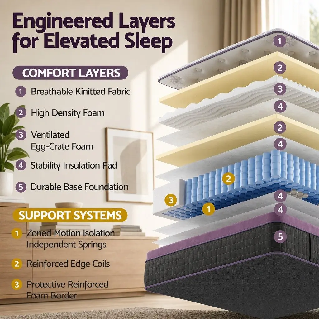 King Size Mattress Euro Top Firm Pocket Spring Edge Support 35cm Thick